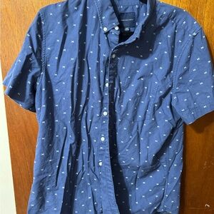 American Eagle Outfitters Blue and White Casual Shirt
